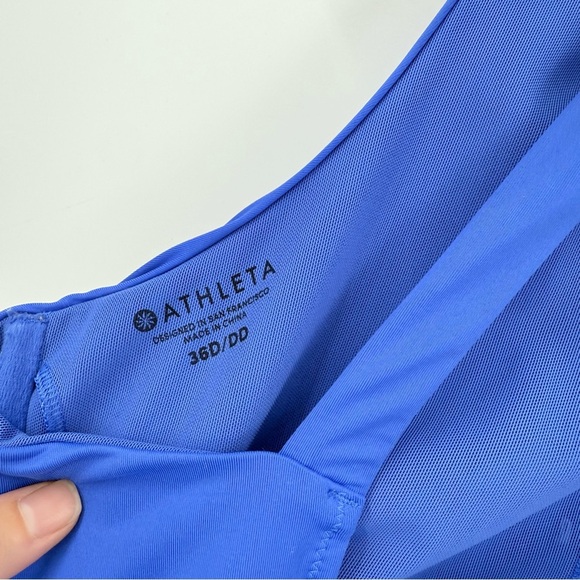 Athleta Maldives High Neck Bra Cup Tankini Swim Top in Yacht Blue Size 36D/DD - Picture 7 of 15